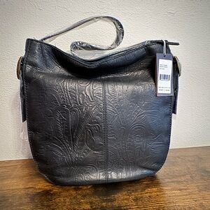 NWT American Leather Co Black Toed Waco Hobo Shoulder Bag